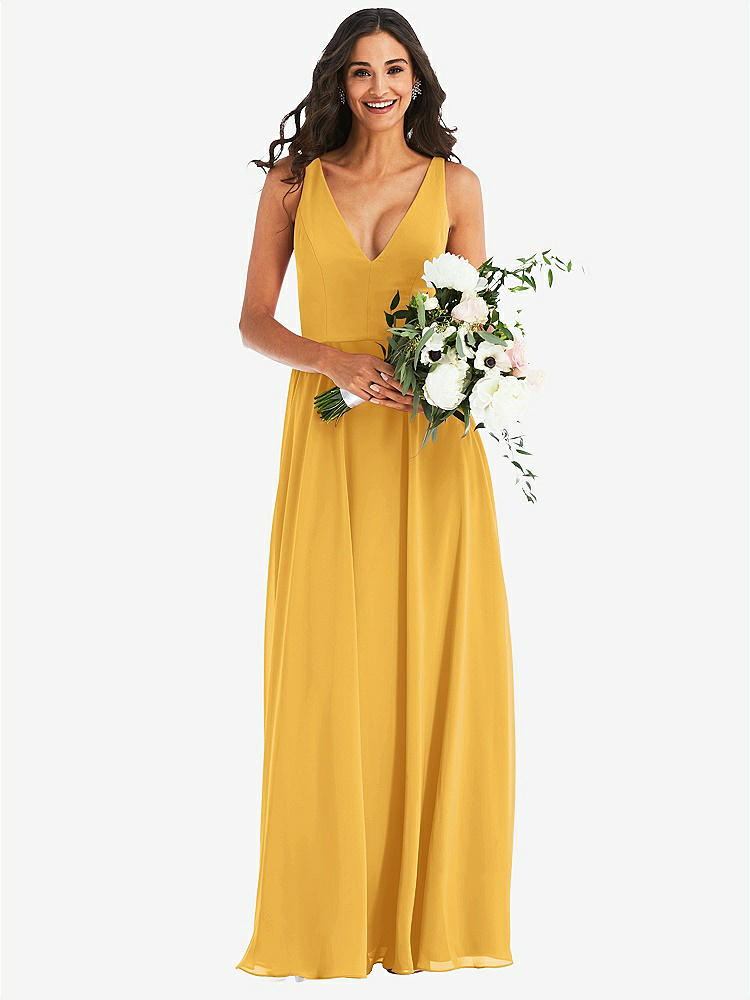 【NEW】【STYLE: 1549】ディープ Vネック シフォン マキシ ドレス【COLOR: NYC Yellow】【SIZE: 00-30W】