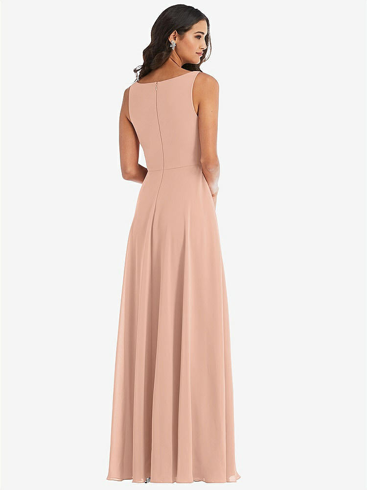 【STYLE: 1549】Deep V-Neck Chiffon Maxi Dress【COLOR: Pale Peach】