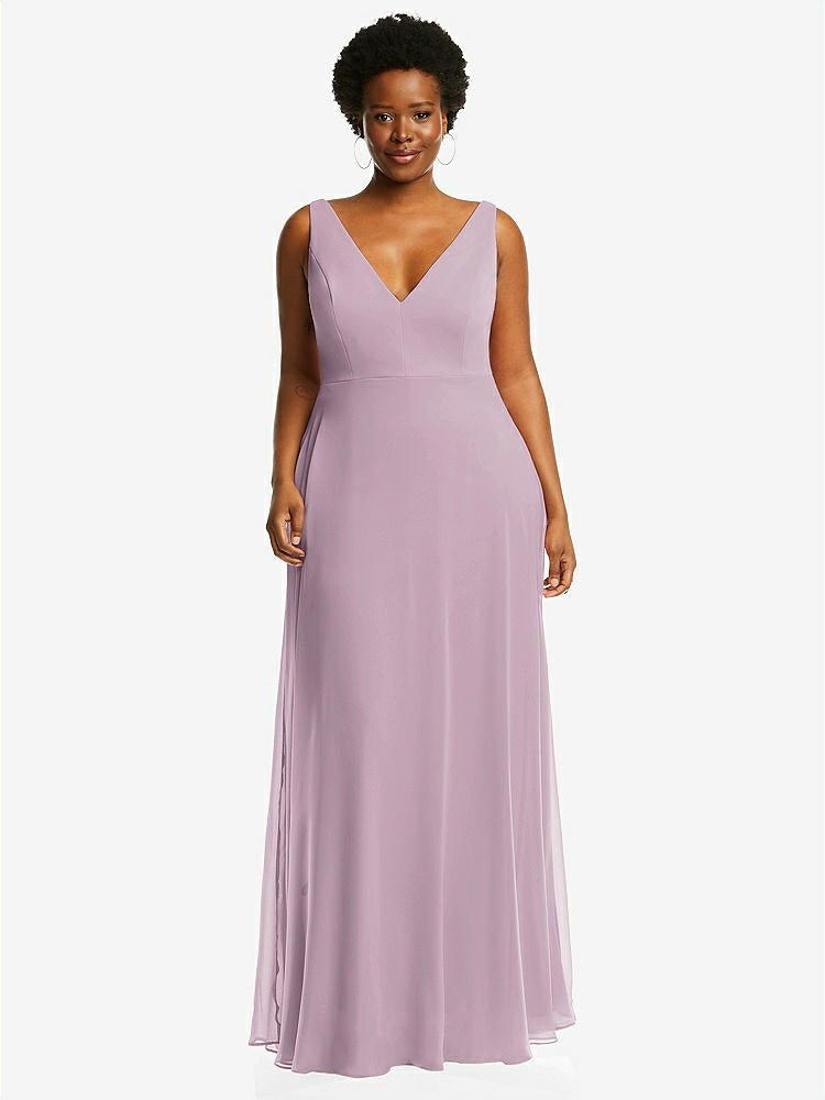 【STYLE: 1549】Deep V-Neck Chiffon Maxi Dress【COLOR: Suede Rose】