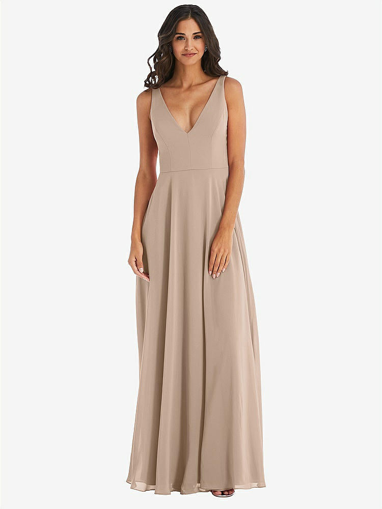 【STYLE: 1549】Deep V-Neck Chiffon Maxi Dress【COLOR: Topaz】