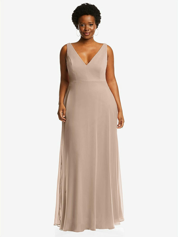 【STYLE: 1549】Deep V-Neck Chiffon Maxi Dress【COLOR: Topaz】