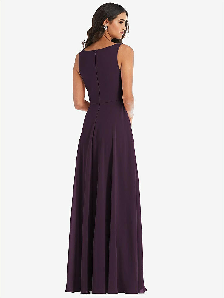 【STYLE: 1549】Deep V-Neck Chiffon Maxi Dress【COLOR: Aubergine】