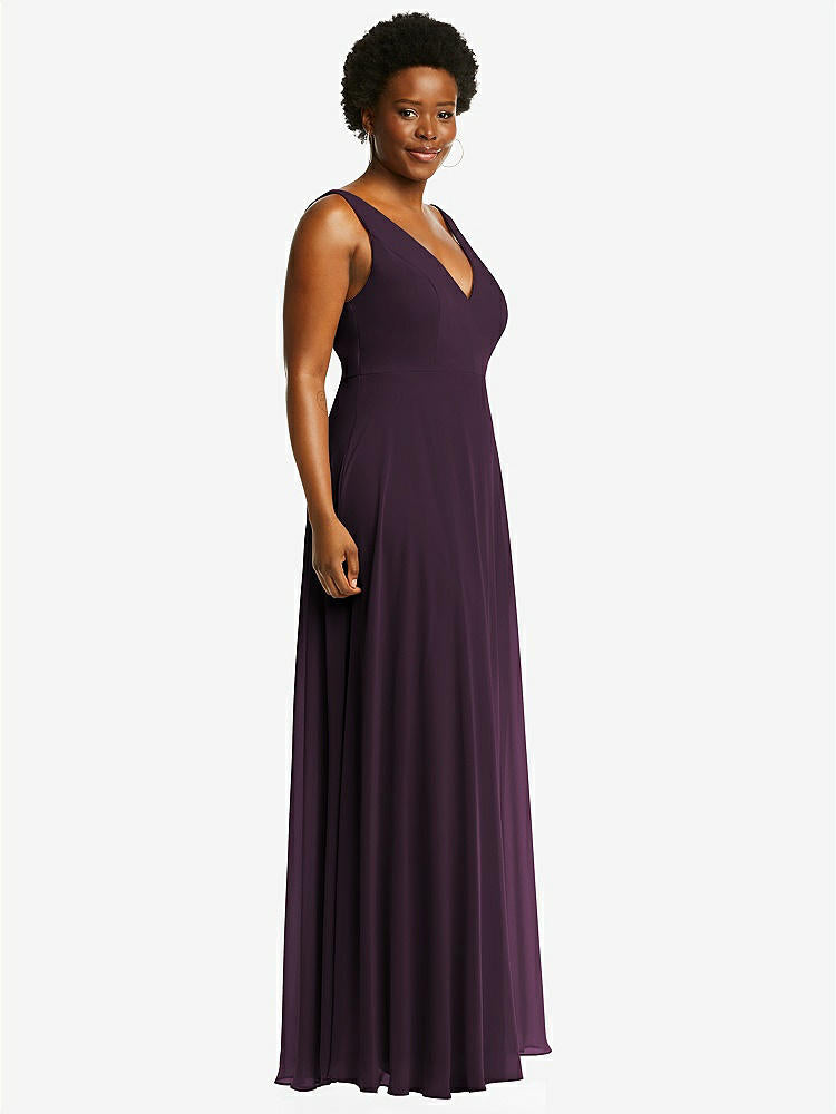 【STYLE: 1549】Deep V-Neck Chiffon Maxi Dress【COLOR: Aubergine】