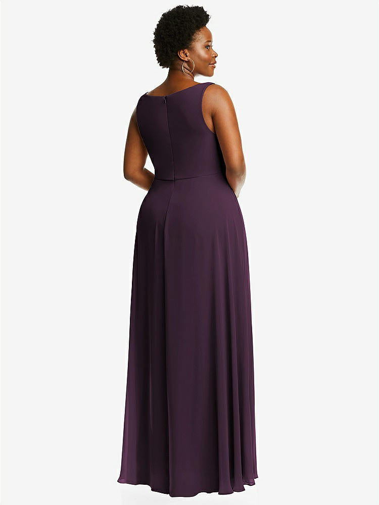 【STYLE: 1549】Deep V-Neck Chiffon Maxi Dress【COLOR: Aubergine】