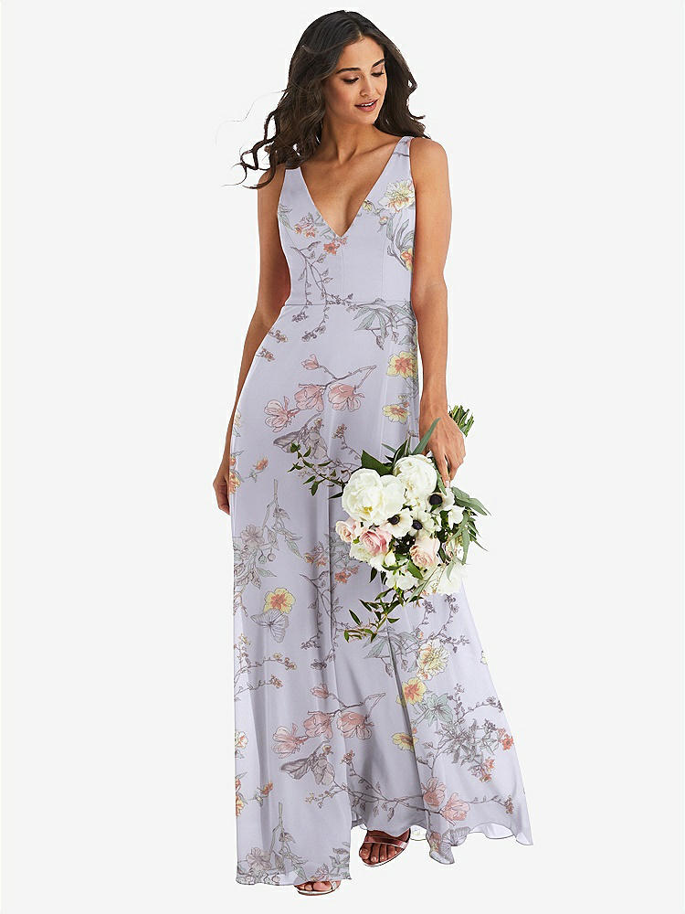 【NEW】【STYLE: 1549】ディープ Vネック シフォン マキシ ドレス【COLOR: Butterfly Botanica Silver Dove】【SIZE: 00-30W】