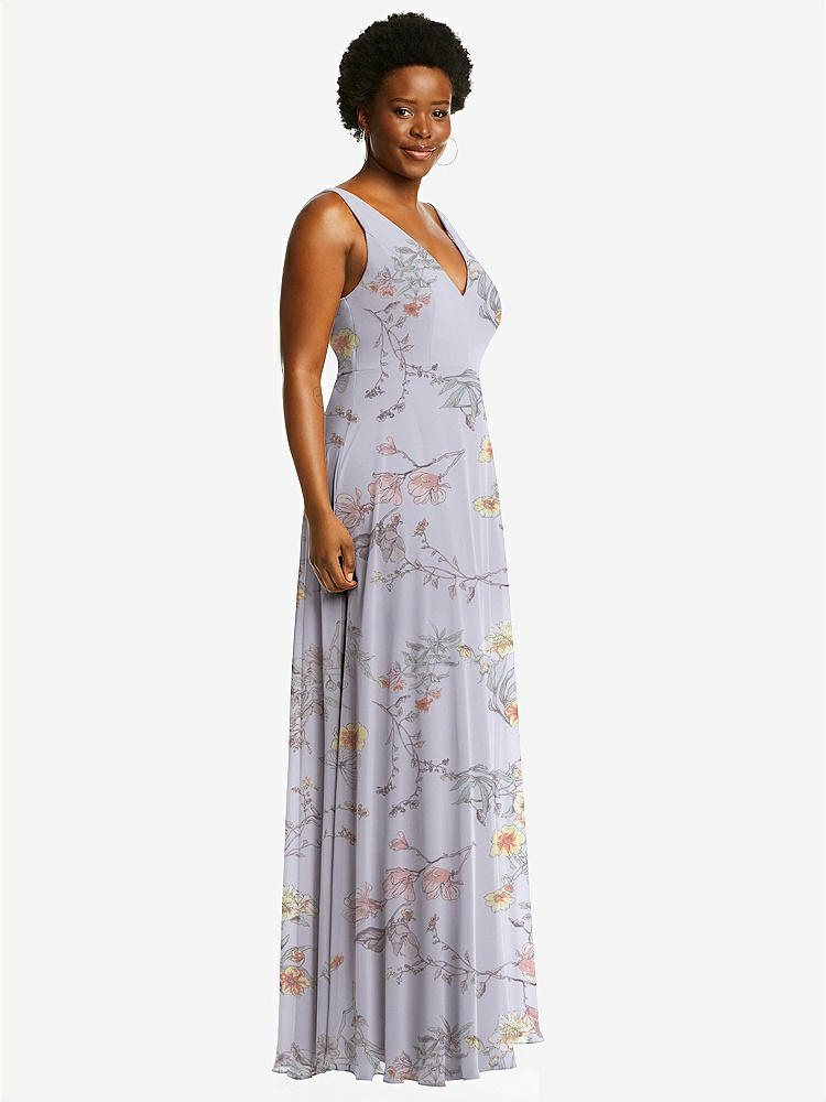 【NEW】【STYLE: 1549】ディープ Vネック シフォン マキシ ドレス【COLOR: Butterfly Botanica Silver Dove】【SIZE: 00-30W】