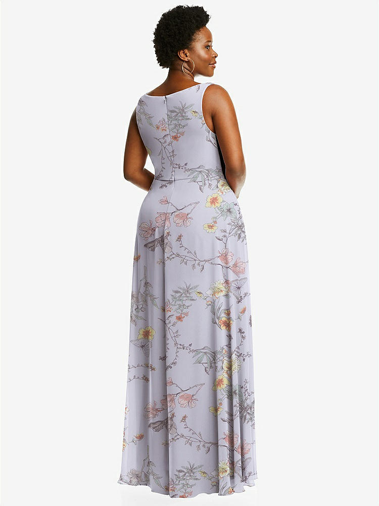 【NEW】【STYLE: 1549】ディープ Vネック シフォン マキシ ドレス【COLOR: Butterfly Botanica Silver Dove】【SIZE: 00-30W】