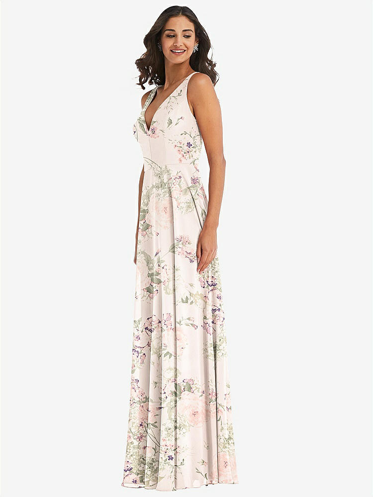 【NEW】【STYLE: 1549】ディープ Vネック シフォン マキシ ドレス【COLOR: Blush Garden】【SIZE: 00-30W】