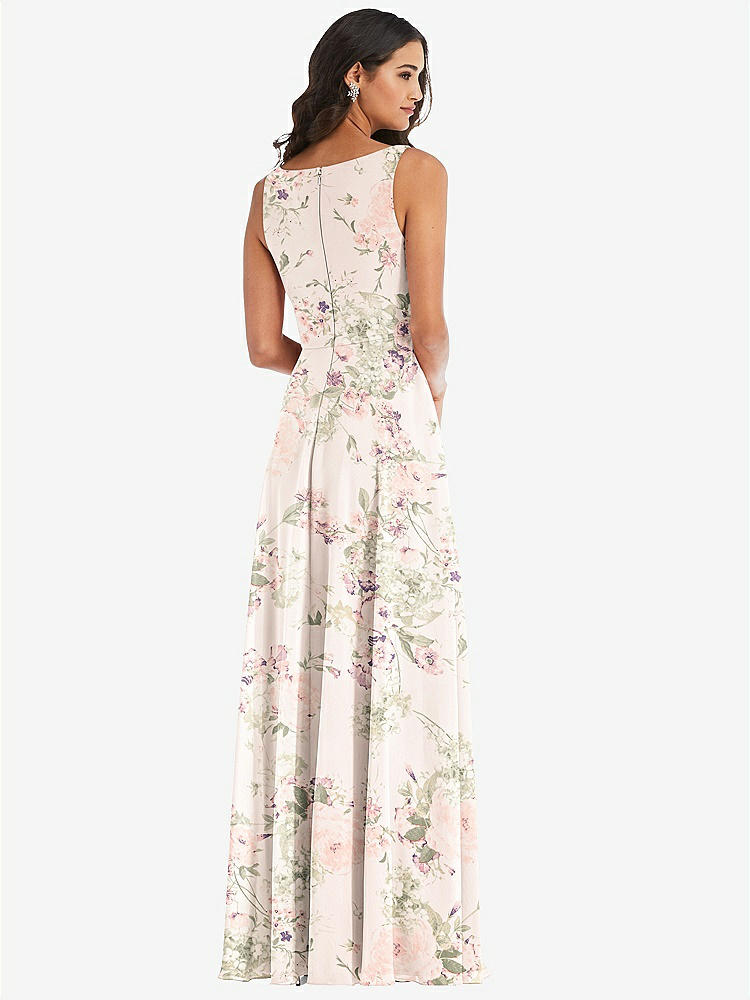 【NEW】【STYLE: 1549】ディープ Vネック シフォン マキシ ドレス【COLOR: Blush Garden】【SIZE: 00-30W】