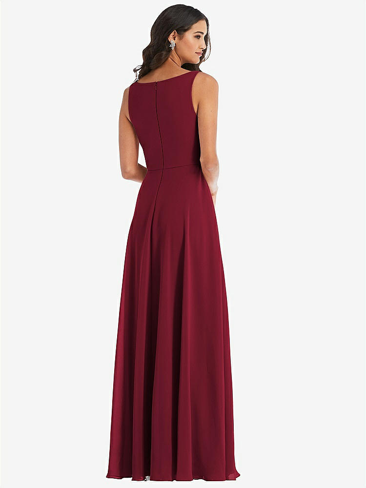 【STYLE: 1549】Deep V-Neck Chiffon Maxi Dress【COLOR: Burgundy】