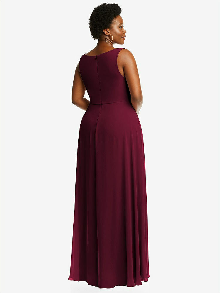 【STYLE: 1549】Deep V-Neck Chiffon Maxi Dress【COLOR: Cabernet】
