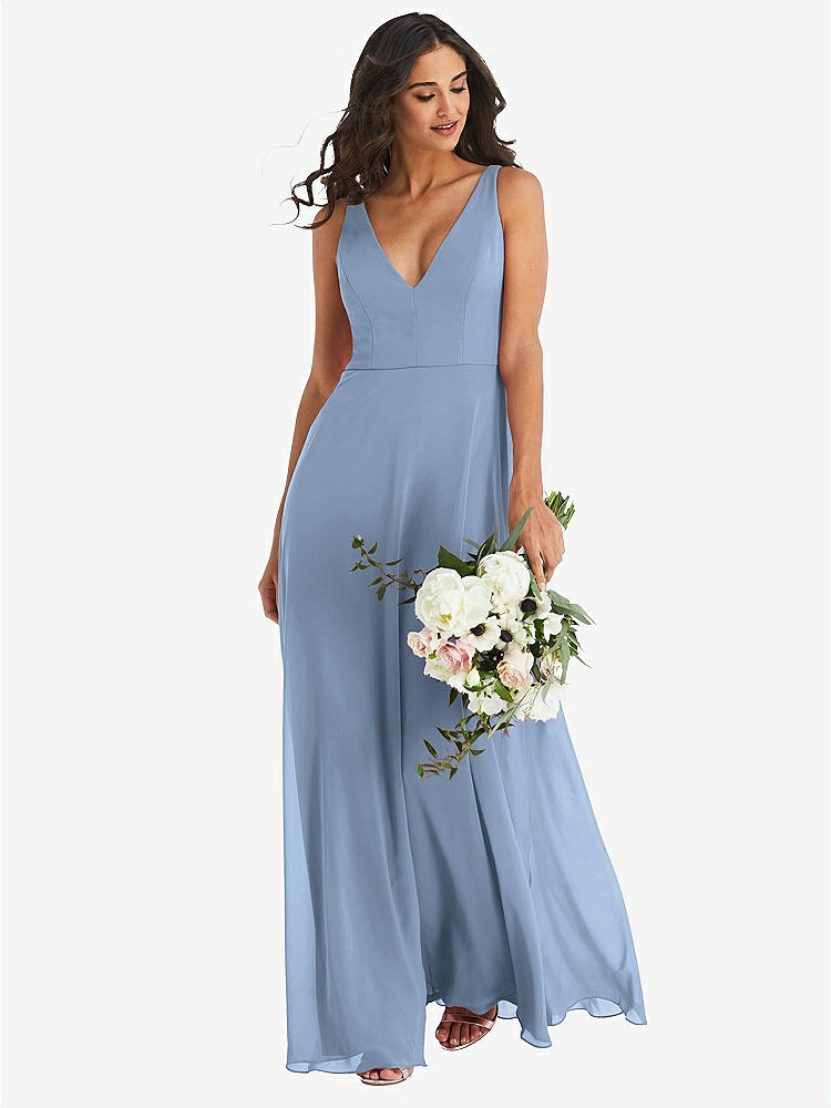 【NEW】【STYLE: 1549】ディープ Vネック シフォン マキシ ドレス【COLOR: Cloudy】【SIZE: 00-30W】