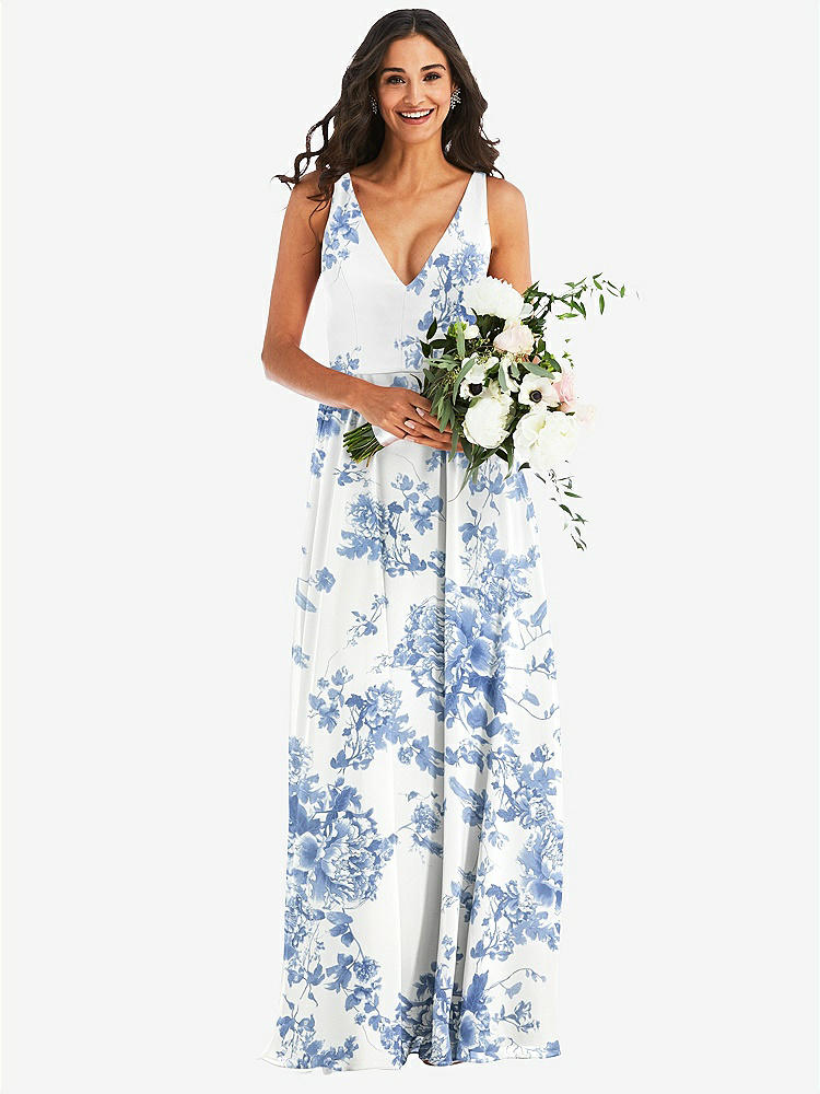 【NEW】【STYLE: 1549】ディープ Vネック シフォン マキシ ドレス【COLOR: Cottage Rose Dusk Blue】【SIZE: 00-30W】