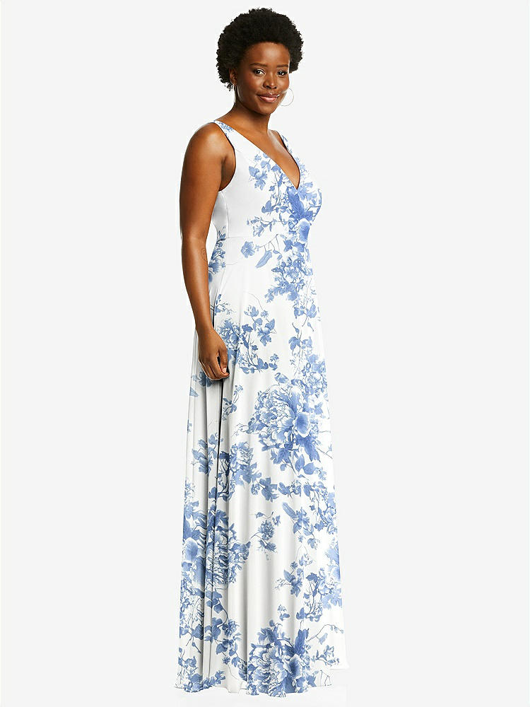 【NEW】【STYLE: 1549】ディープ Vネック シフォン マキシ ドレス【COLOR: Cottage Rose Dusk Blue】【SIZE: 00-30W】