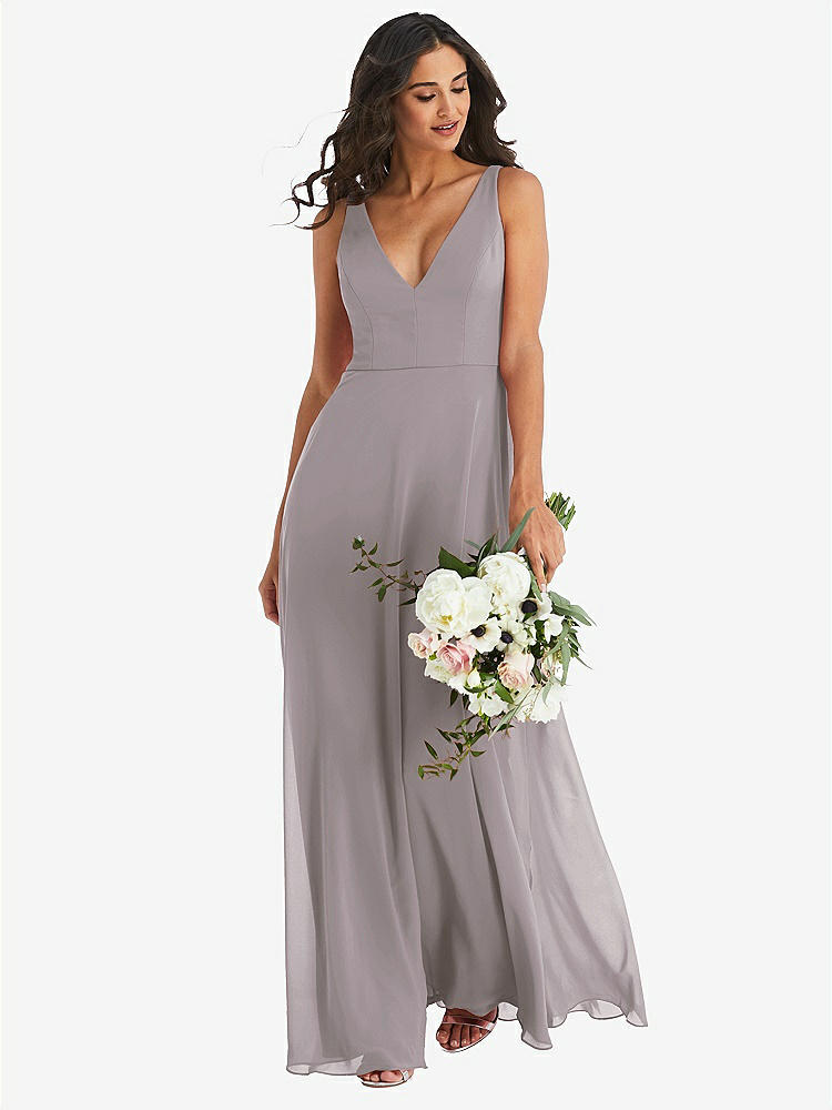 【NEW】【STYLE: 1549】ディープ Vネック シフォン マキシ ドレス【COLOR: Cashmere Gray】【SIZE: 00-30W】