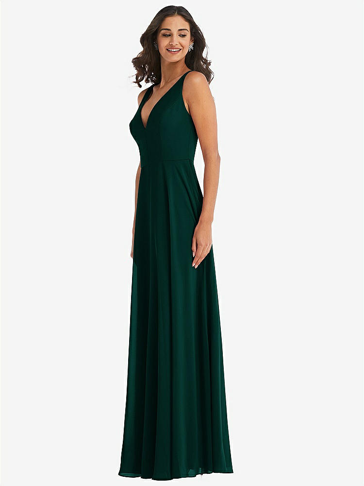【STYLE: 1549】Deep V-Neck Chiffon Maxi Dress【COLOR: Evergreen】