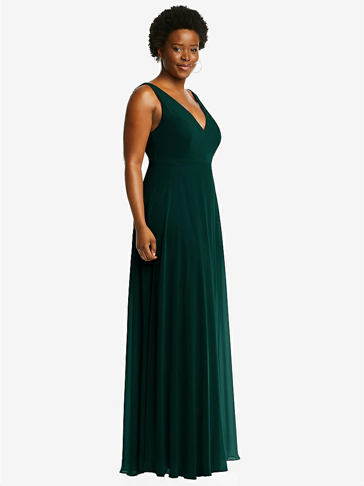 【STYLE: 1549】Deep V-Neck Chiffon Maxi Dress【COLOR: Evergreen】
