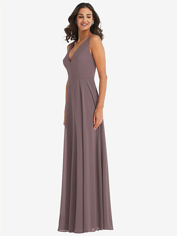 【STYLE: 1549】Deep V-Neck Chiffon Maxi Dress【COLOR: French Truffle】