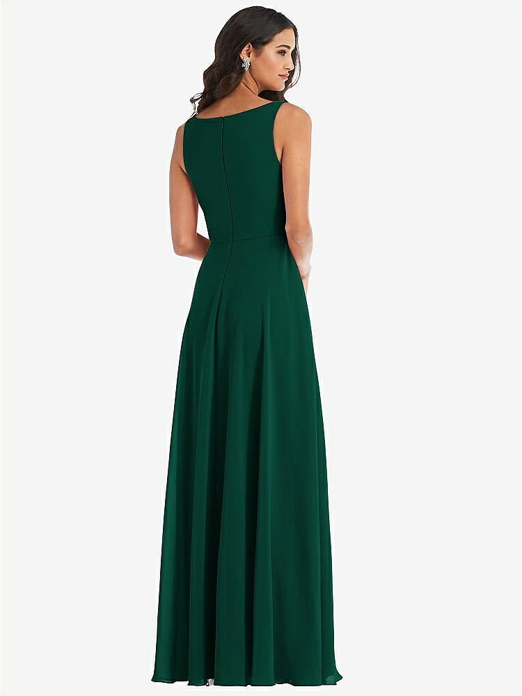 【STYLE: 1549】Deep V-Neck Chiffon Maxi Dress【COLOR: Hunter Green】