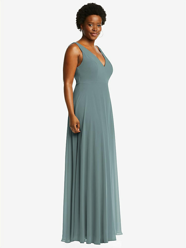 【STYLE: 1549】Deep V-Neck Chiffon Maxi Dress【COLOR: Icelandic】