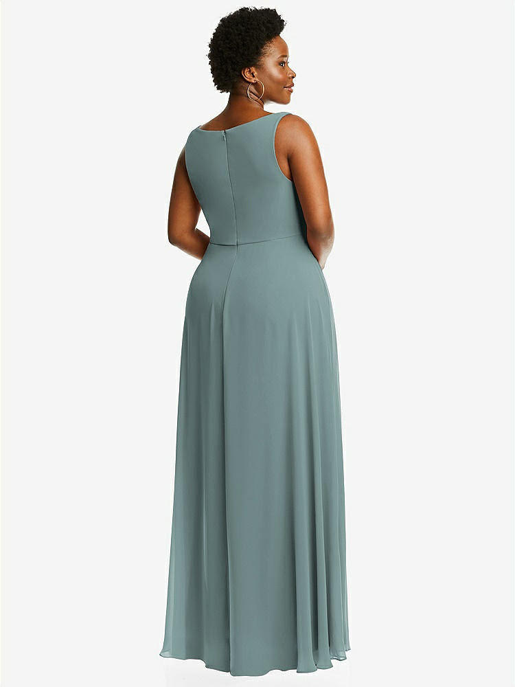 【STYLE: 1549】Deep V-Neck Chiffon Maxi Dress【COLOR: Icelandic】