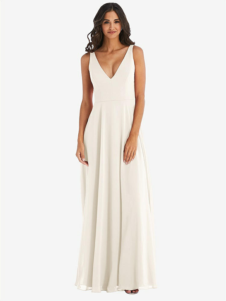 【NEW】【STYLE: 1549】ディープ Vネック シフォン マキシ ドレス【COLOR: Ivory】【SIZE: 00-30W】