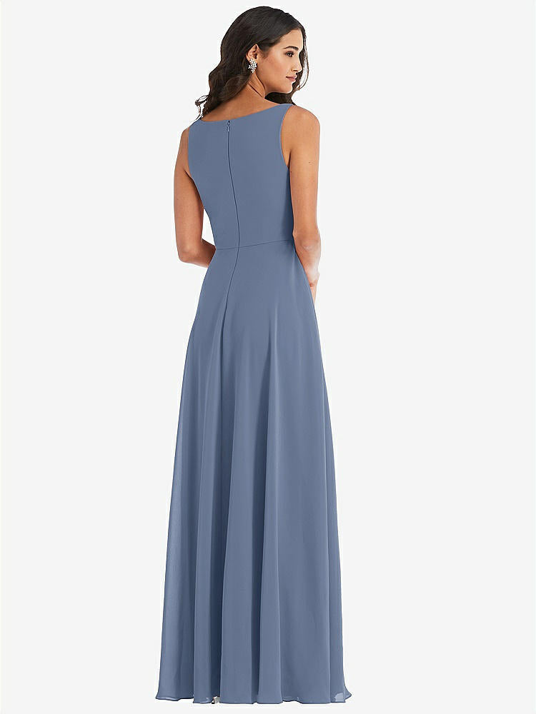 【STYLE: 1549】Deep V-Neck Chiffon Maxi Dress【COLOR: Larkspur Blue】