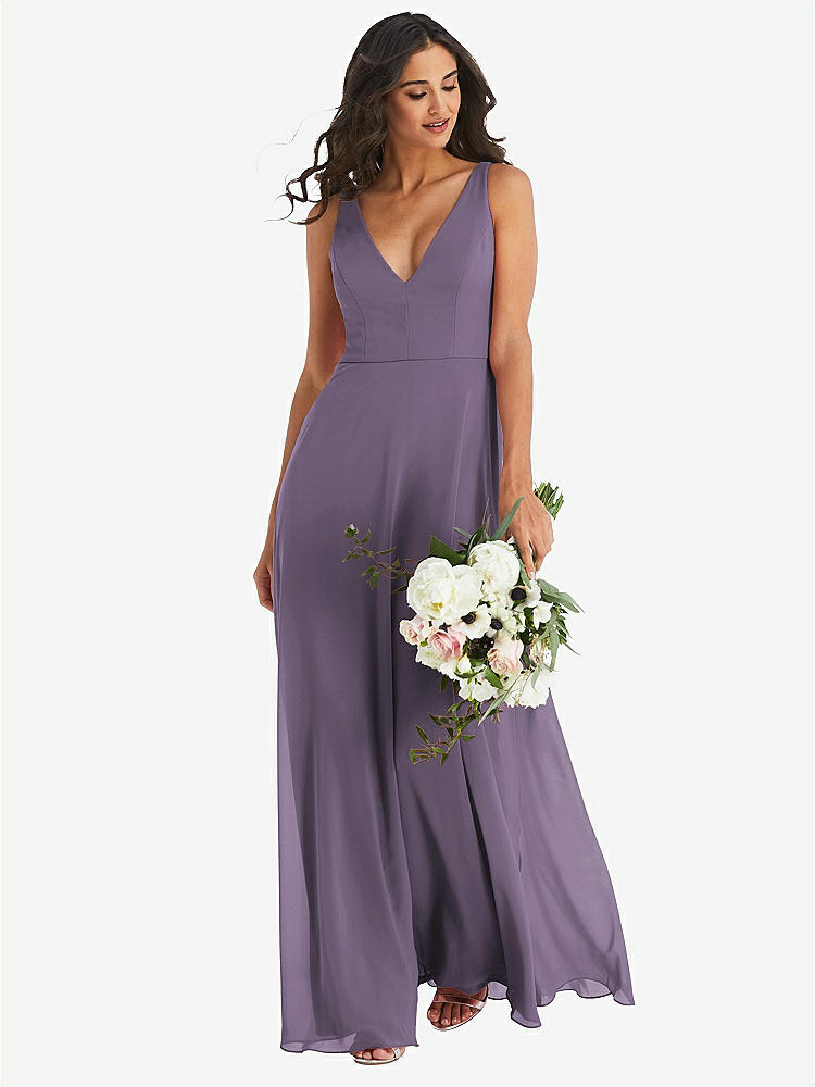 【STYLE: 1549】Deep V-Neck Chiffon Maxi Dress【COLOR: Lavender】