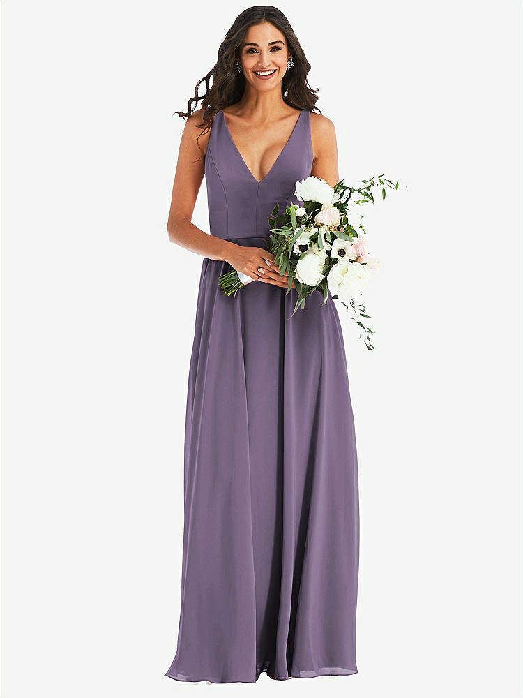 【STYLE: 1549】Deep V-Neck Chiffon Maxi Dress【COLOR: Lavender】