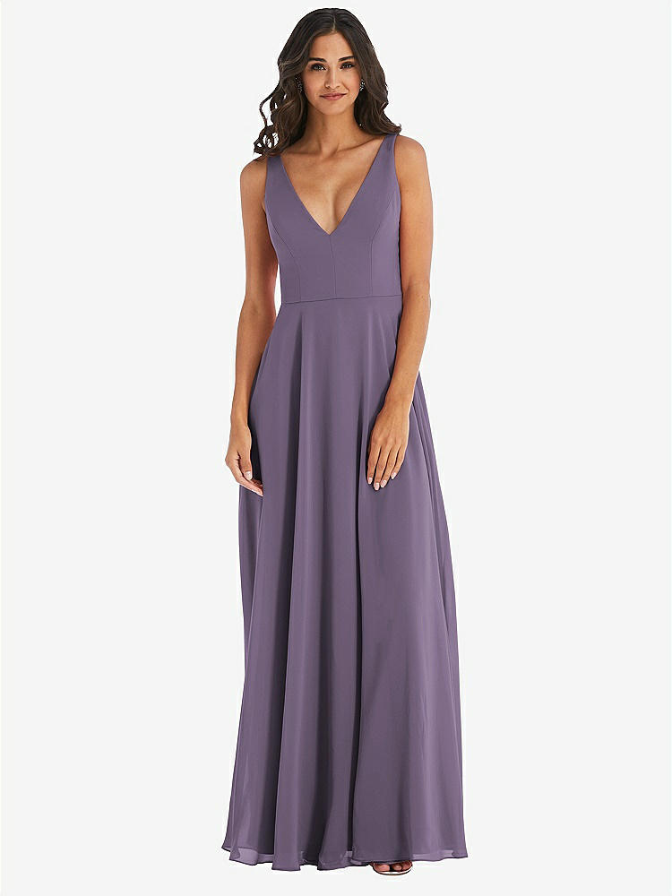 【STYLE: 1549】Deep V-Neck Chiffon Maxi Dress【COLOR: Lavender】