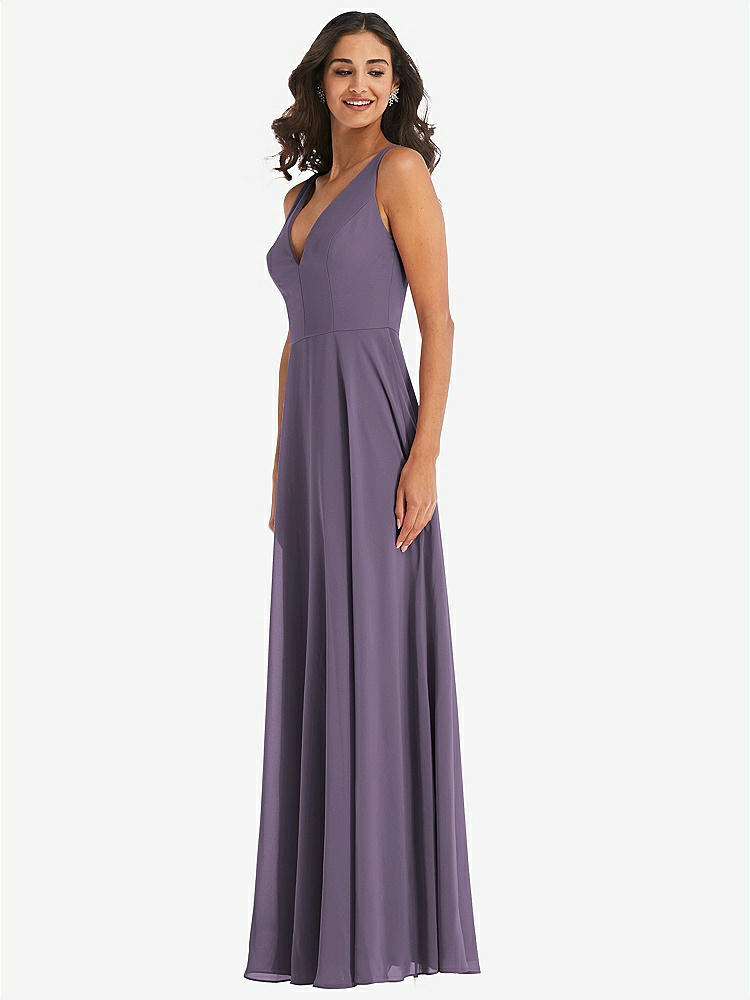 【STYLE: 1549】Deep V-Neck Chiffon Maxi Dress【COLOR: Lavender】