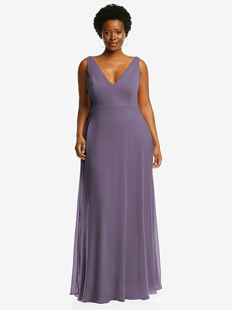 【STYLE: 1549】Deep V-Neck Chiffon Maxi Dress【COLOR: Lavender】
