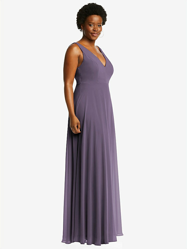 【STYLE: 1549】Deep V-Neck Chiffon Maxi Dress【COLOR: Lavender】