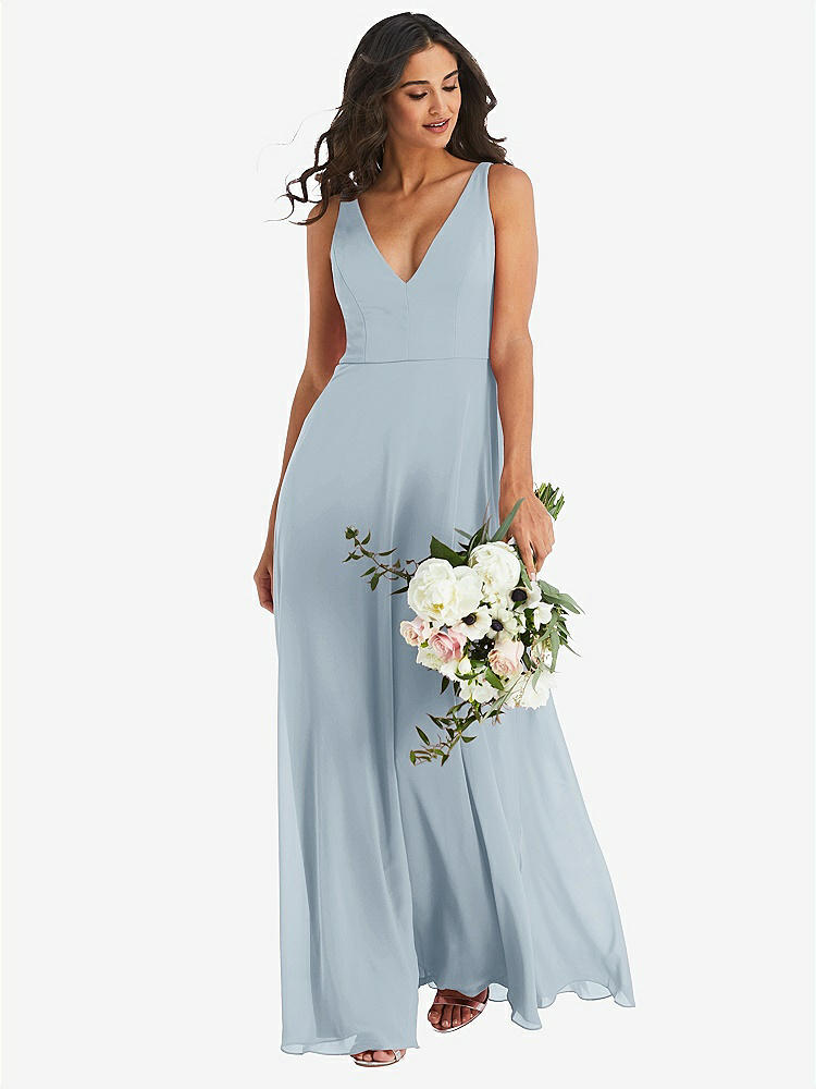 【STYLE: 1549】Deep V-Neck Chiffon Maxi Dress【COLOR: Mist】