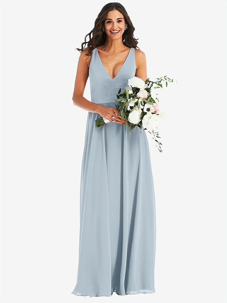 【STYLE: 1549】Deep V-Neck Chiffon Maxi Dress【COLOR: Mist】