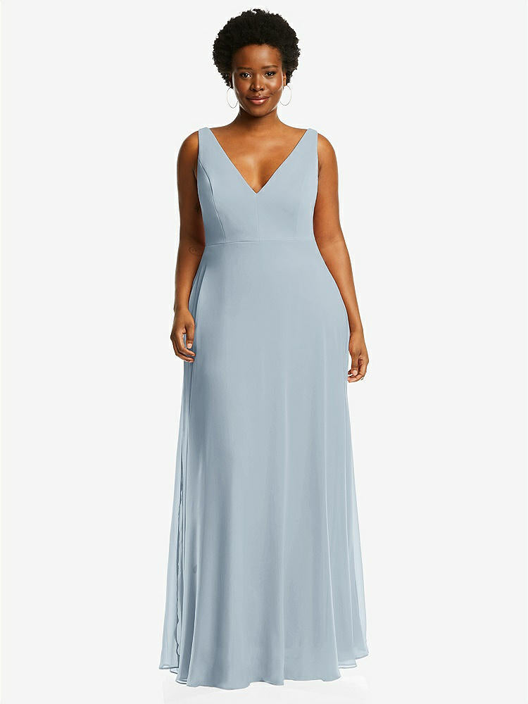 【STYLE: 1549】Deep V-Neck Chiffon Maxi Dress【COLOR: Mist】