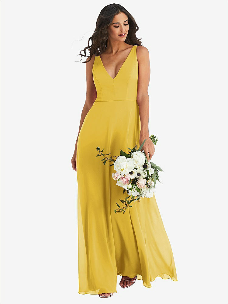 【NEW】【STYLE: 1549】ディープ Vネック シフォン マキシ ドレス【COLOR: Marigold】【SIZE: 00-30W】