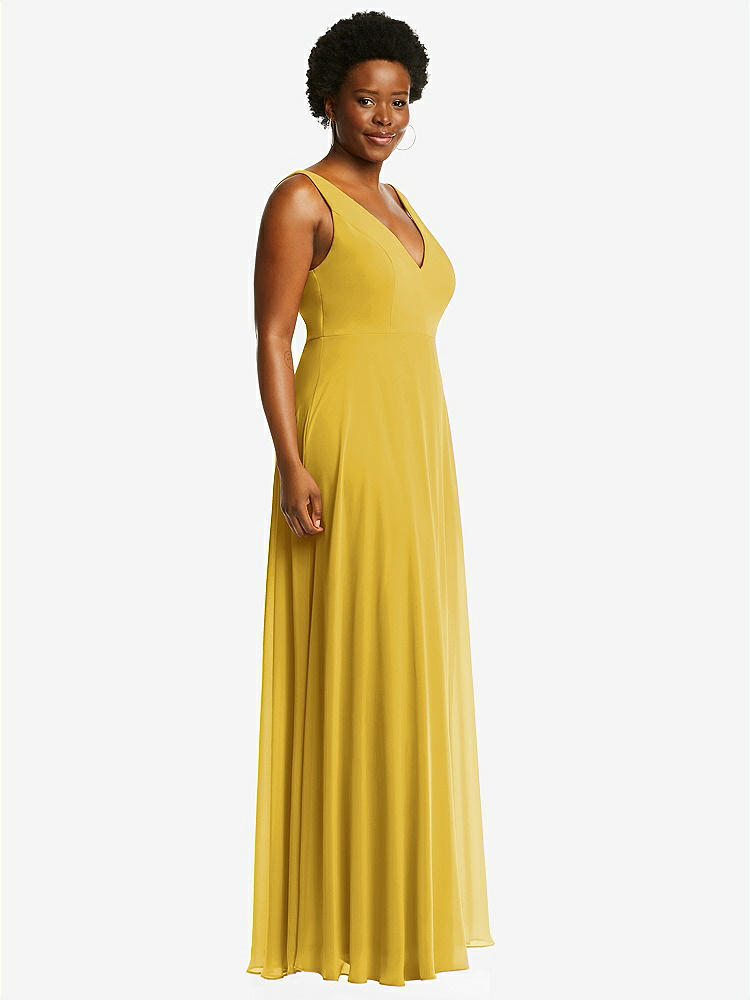 【NEW】【STYLE: 1549】ディープ Vネック シフォン マキシ ドレス【COLOR: Marigold】【SIZE: 00-30W】