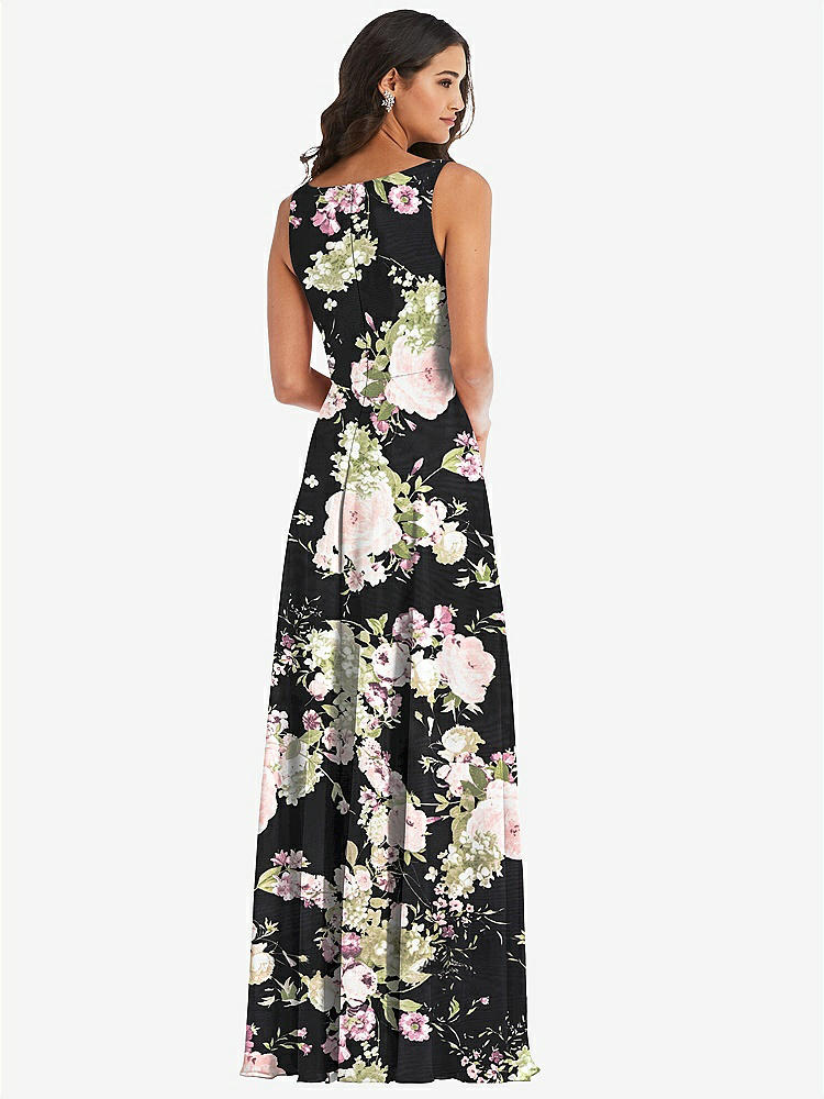 【NEW】【STYLE: 1549】ディープ Vネック シフォン マキシ ドレス【COLOR: Noir Garden】【SIZE: 00-30W】