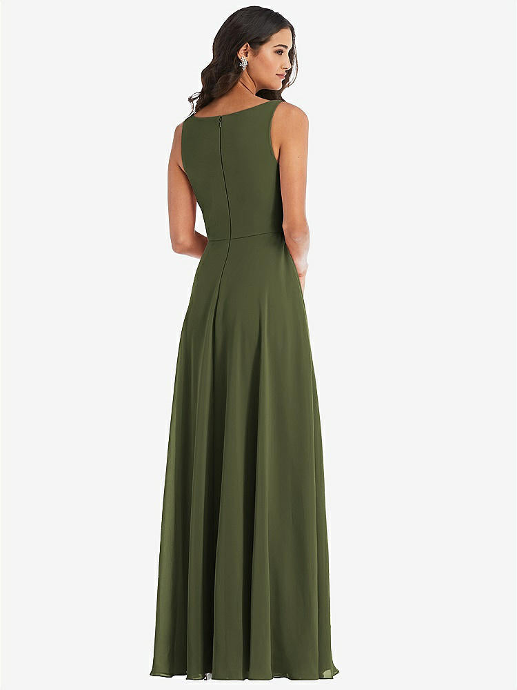 【NEW】【STYLE: 1549】ディープ Vネック シフォン マキシ ドレス【COLOR: Olive Green】【SIZE: 00-30W】