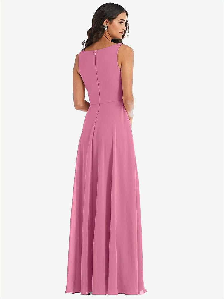 【STYLE: 1549】Deep V-Neck Chiffon Maxi Dress【COLOR: Orchid Pink】