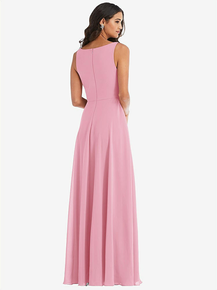 【STYLE: 1549】Deep V-Neck Chiffon Maxi Dress【COLOR: Peony Pink】