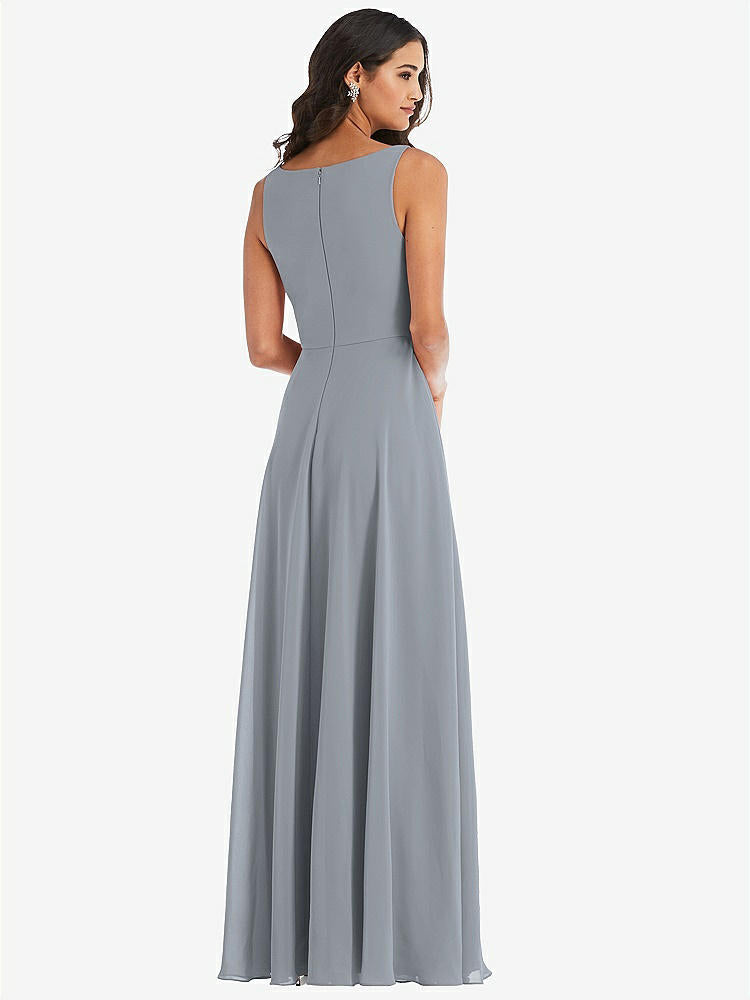 【NEW】【STYLE: 1549】ディープ Vネック シフォン マキシ ドレス【COLOR: Platinum】【SIZE: 00-30W】