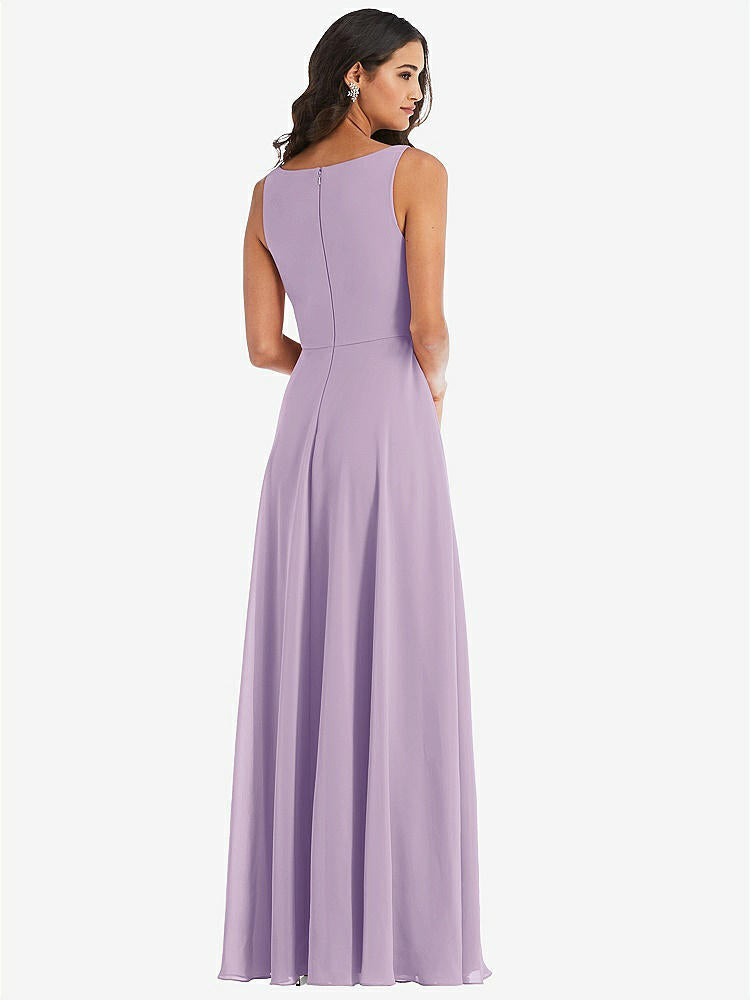 【STYLE: 1549】Deep V-Neck Chiffon Maxi Dress【COLOR: Pale Purple】