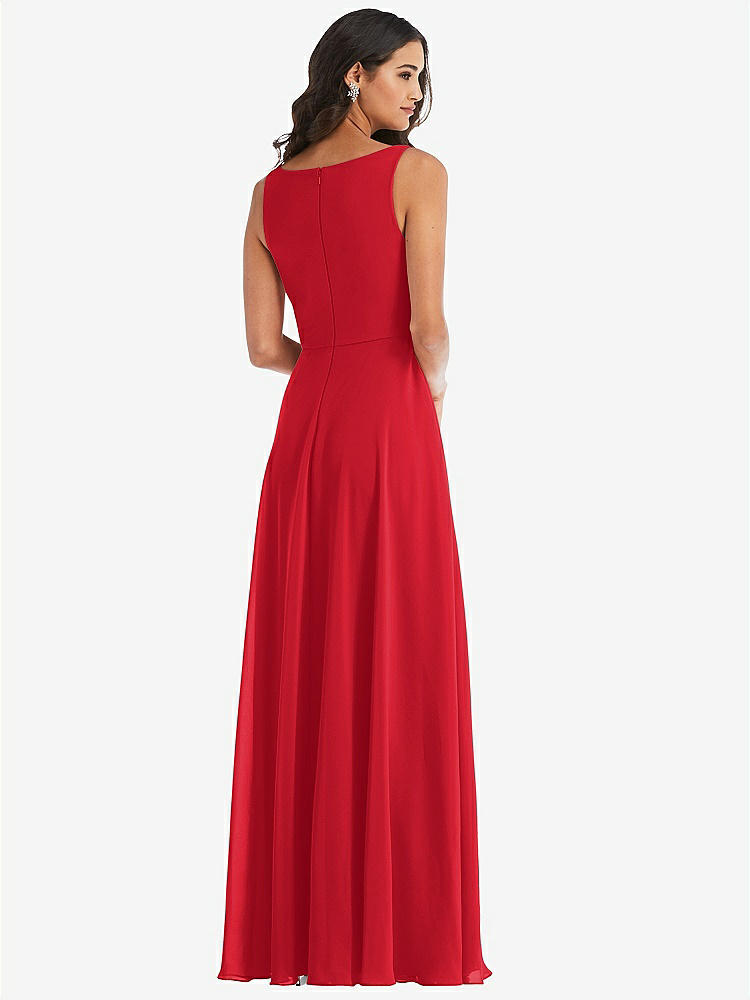 【STYLE: 1549】Deep V-Neck Chiffon Maxi Dress【COLOR: Parisian Red】