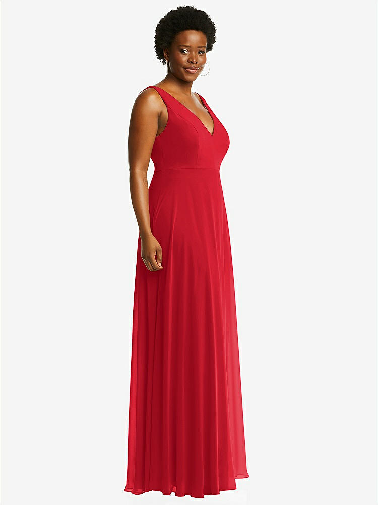 【STYLE: 1549】Deep V-Neck Chiffon Maxi Dress【COLOR: Parisian Red】