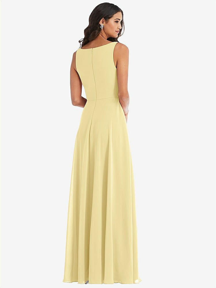 【STYLE: 1549】Deep V-Neck Chiffon Maxi Dress【COLOR: Pale Yellow】