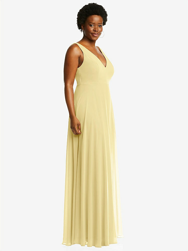 【STYLE: 1549】Deep V-Neck Chiffon Maxi Dress【COLOR: Pale Yellow】