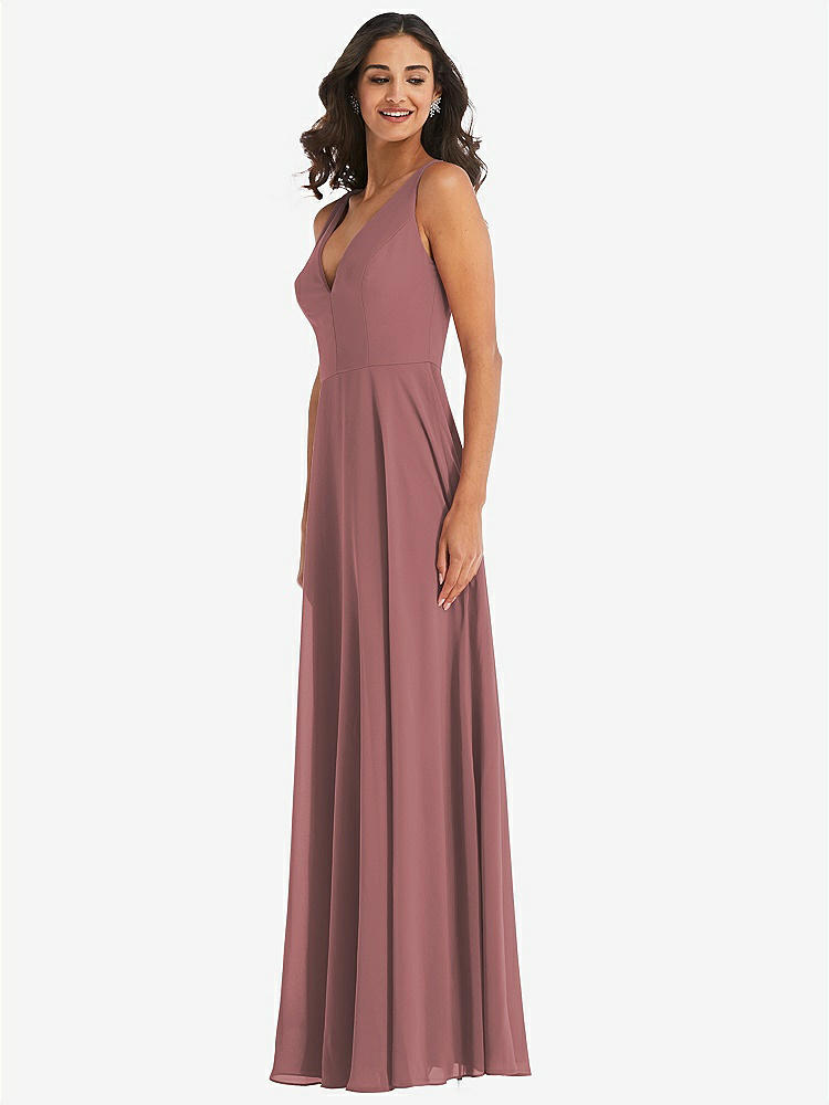 【STYLE: 1549】Deep V-Neck Chiffon Maxi Dress【COLOR: Rosewood】