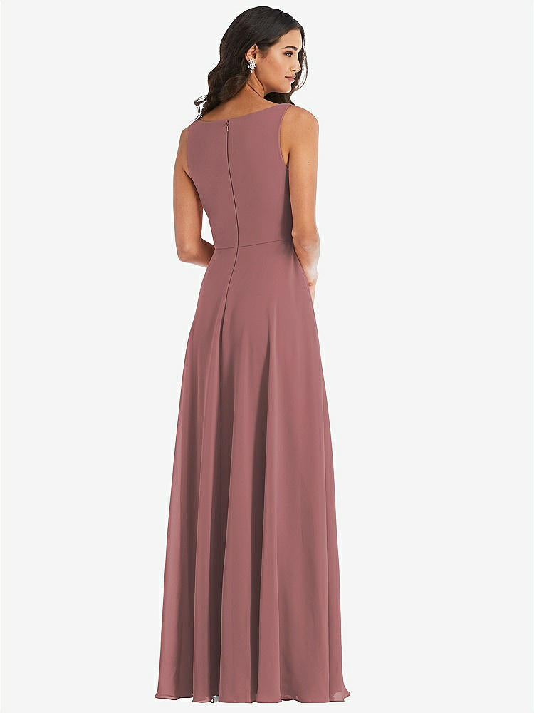 【STYLE: 1549】Deep V-Neck Chiffon Maxi Dress【COLOR: Rosewood】